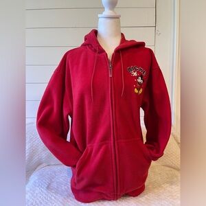 Disney Vintage Women’s Red Embroidered Mickey Zip-up Hoodie Size M